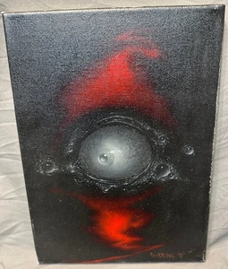 Dan Harding the eye 2010 Original 9x12" Gemälde signiert NJ Horror Kunst Hyäne - Bild 1 von 4