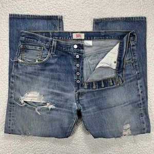 Levi’s 501 Jeans Men’s 38x32 (Actual 38x28) Distressed Denim Button Fly Grunge - Picture 1 of 13