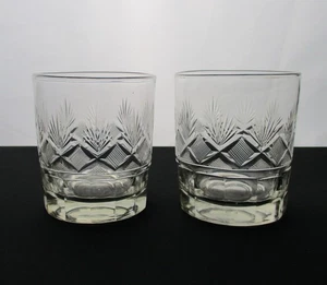 Pittsburgh Cut Glass pair tumblers Strawberry Diamonds & Fans 19th century - Picture 1 of 5