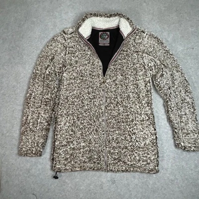 Chaqueta Sherpa Cabin Fever Ramatex Beige Marrón Juvenil Cremallera Completa Vellón Grande Acogedora Foto 1 de 4