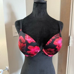 Victoria's Secret sehr sexy Push-up BH schwarz pink rose geblümt 36D - Bild 1 von 5