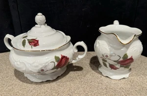 Royal Kent Bavarian Rose Milchkännchen und Zucker Set Polen rote Rosen Goldrand - Bild 1 von 9