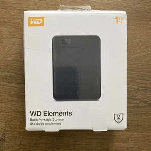 WD Elements Basic Portable External Hard Drive 1TB with USB Cable - Black - Picture 1 of 2