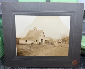 Foto antigua de gran formato Huff Farm Parsons Savonburg Kansas Id'd Horses Granero - Imagen 1 de 5