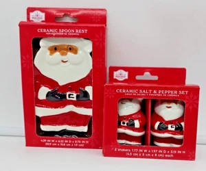 Holiday Time Weihnachten Santa Keramik Konvolut Halter Salz und Pfeffer Löffel Rest - Bild 1 von 11