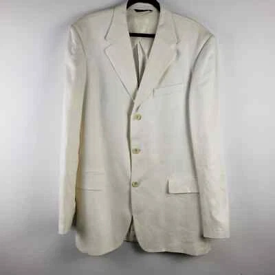 Traje Chaqueta Blazer Perry Ellis Para Hombre Talla 44 100% Lino Sarga Marfil Crema Nuevo Foto 1 de 4
