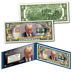 Donald Trump Presidential Official MUGSHOT Genuine Color $2 Two-Dollar U.S. Bill - Picture 1 of 2