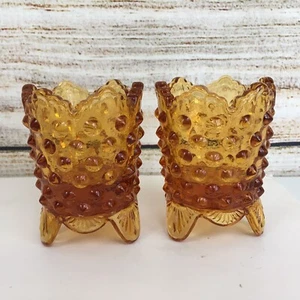 (2) Vintage Fenton Hobnail Zahnstocherhalter Bernstein - Bild 1 von 11