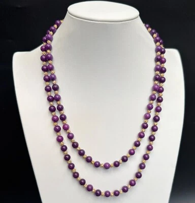 Collar St. John Couture cuentas púrpura estrás cristal rondelle metal dorado Foto 1 de 4