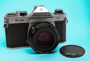 Asahi Pentax K 1000 SE 35mm Film Camera with SMC Pentax-A 50mm 1:2 Lens WORKS - Picture 1 of 13