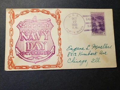 USS AARON WARD DD-132 Naval Cover 1935 RICHELL NAVY DAY Cachet - Image 1 of 2