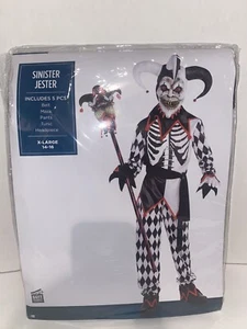 Sinister Jester Halloween Kostüm für Jungen, Größe X-Large 14-16 - Bild 1 von 4