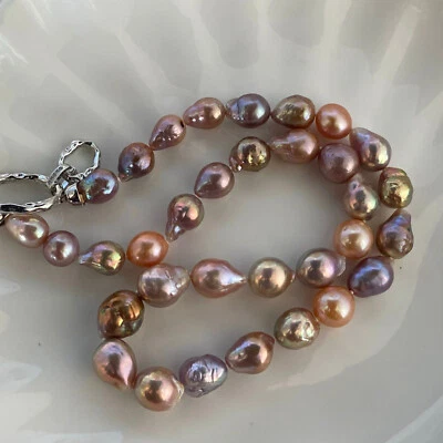 gorgeous 9-12mm south sea baroque multicolor pearl necklace 18" - Image 1 of 3