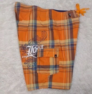 Pantalones Cortos De Colección Naranja A Cuadros Perdidos Verano Skate Surf Nostalgia Foto 1 de 4