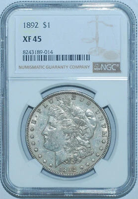 1892 NGC XF45 Morgan Silver Dollar - Image 1 of 2