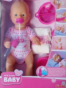 Simba New Born Puppe Trink + Nässfunktion mit Zubehör Babypuppe Pipi 38cm - Bild 1 von 2