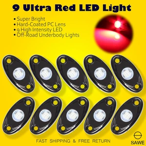 10 x Vainas de luces LED rojas de roca para Jeep todoterreno camión ATV debajo de la rueda de la carrocería - Imagen 1 de 8