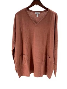 Denim & Co. V-Neck Drop Shoulder Long-Sleeve Pocketed Tunic Dusty Rose - Picture 1 of 1