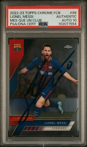 2022-23 Topps Chrome FC Barcelona #99 Lionel Messi PSA Authentic Auto 10 - Picture 1 of 3