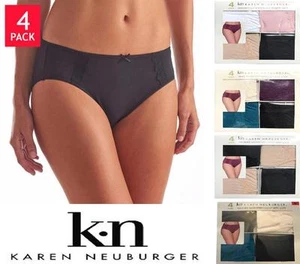 Karen Neuburger Women's Hi-Cut Brushed Microfiber Lace Briefs Multi 4 Pk NEW OB - Picture 1 of 14