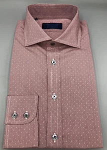 HILDITCH & KEY Burgundy & White Spotted Shirt, UK:16, EU:41, RRP: £185!   - Picture 1 of 12