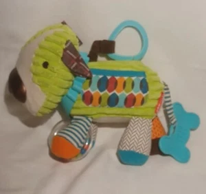 Skip Hop Plush Green Chenille Rattle Teether Plush Toy Dog Crinkle New W/o Tag - Picture 1 of 7