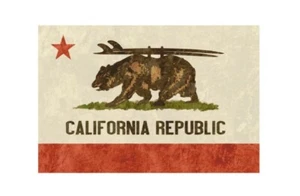 VINTAGE - CALIFORNIA BEAR WITH SURFBOARDS - 18 x 12 - Picture 1 of 1