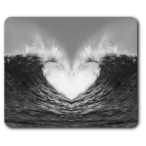 Rectangle Mouse Mat BW - Wave Heart Ocean Surf Cute #38429 - Afbeelding 1 van 8