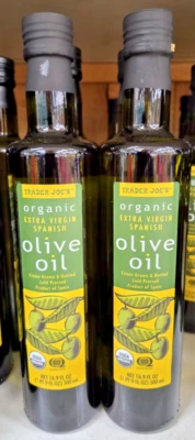 Trader Joe's Organic Extra Virgin Spanish Olive Oil 16.9fl oz 500ml (2 Bottles) - Image 1 of 2