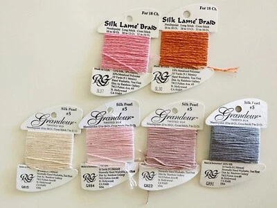 6 x Rainbow Gallery Silk Lame Braid & Grandeur Threads Embroidery Embroidery - Image 1 of 3
