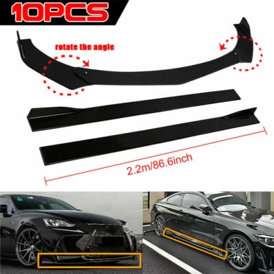For AUDI A3 A4 A5 A6 A7 B8 S3 S4 Front Bumper Lip Spoiler Splitters + Side Skirt - Image 1 of 4