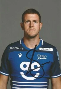 SALE SHARKS RUGBY UNION: SAM JAMES SIGNED 6x4 PORTRAIT PHOTO+COA - Picture 1 of 1