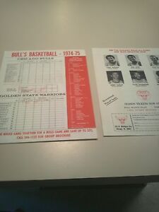 1974 Golden State Warriors v Chicago Bulls Basketball Scorecard