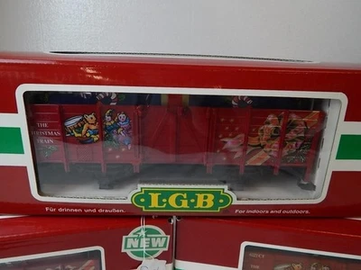 NEW  Lehmann LGB G Scale Christmas Train Cars 4021 CT W/ Blue Gift Box - Image 1 of 2