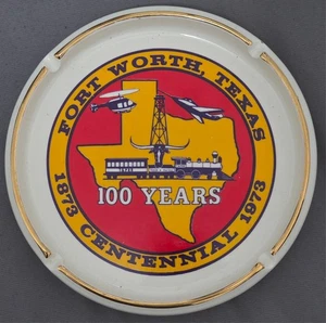 Vintage Fort Worth Texas Centennial 1873-1973 Aschenbecher Mai Werbung - Bild 1 von 4