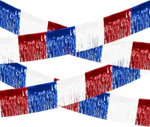 4th of July Decorations 4 Pack Tinsel Foil Fringe Garland Blue White Red - Picture 1 of 9