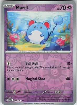 Pokemon Marill 064/162 SV05: Temporal Forces Common NM - Image 1 of 2