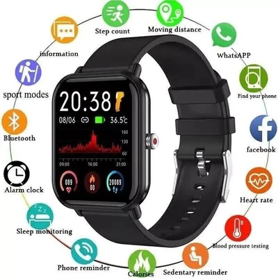 Smart Watch Men Women Fitness Tracker Blood Pressure Heart Rate Sport Watches UK - Image 1 of 4