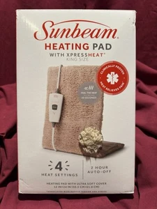 Almohadilla térmica Sunbeam XpressHeat King Size (12" x 24"), beige,**NUEVA EN CAJA** - Imagen 1 de 3