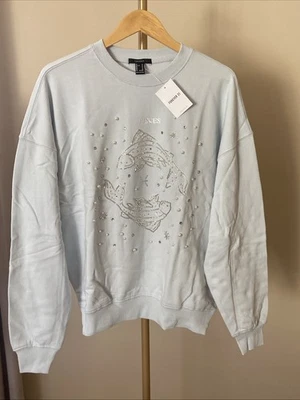 Suéter Pullover Forever 21 Para Mujer Piscis Con Cuentas Talla Pequeña | Azul Claro Foto 1 de 4