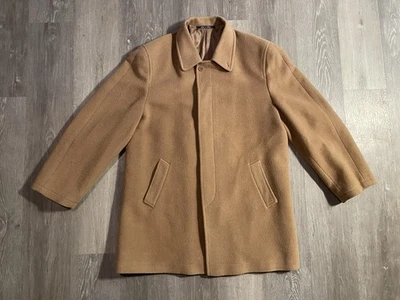 Abrigo vintage Y2K para hombre 100 % pelo camel forrado de un solo pecho talla 46 L Foto 1 de 4