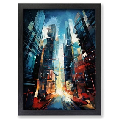 Framed Skyscraper Modern Art Wall Art Canvas Print Poster Picture, Home Decor - Image 1 of 4