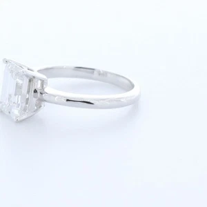 ANILLO SOLITARIO CLÁSICO ORO BLANCO 18K ESMERALDA E/VS1 DIAMANTE CREADO EN LABORATORIO 2,0 QUILATES - Imagen 1 de 3