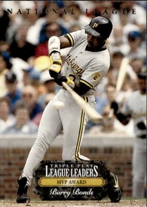 1993 Triple Play League Leaders #L1 - Barry Bonds, Dennis Eckersley - Picture 1 of 2