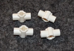 (4) White Technic "+" Connector w/2 Pin / Rod Receptor Bricks ~ NEW Lego Parts ~ - Picture 1 of 1