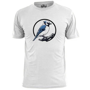Mens Blue Jay Bird On Branch T Shirt Ornithology - Picture 1 of 2