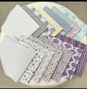 Lavandula Fat Quarter pack pre cut 100% cotton fabric quilt 16 pieces-No Repeats - Picture 1 of 2