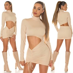 Sexy women's party bodycon mini dress with cut-out one size UK 6/8/10 - Picture 1 of 26
