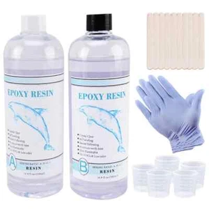 Epoxy Resin Kit Crystal Clear 2 Part Formula for Casting Art Jewelry DIY 1pc - Picture 1 of 15
