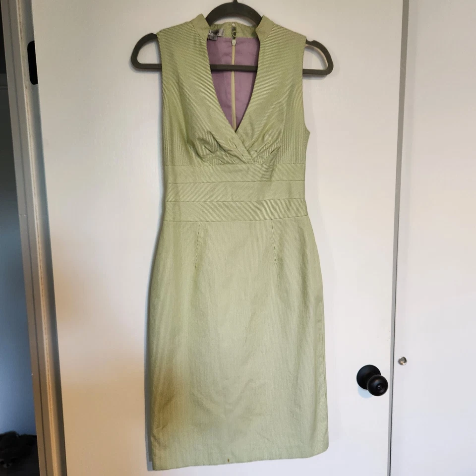 Vestido Vaina Kay Unger New York Para Mujer Talla 2 Caramelo Rayas Y2K Oficina Corporativo Foto 1 de 4